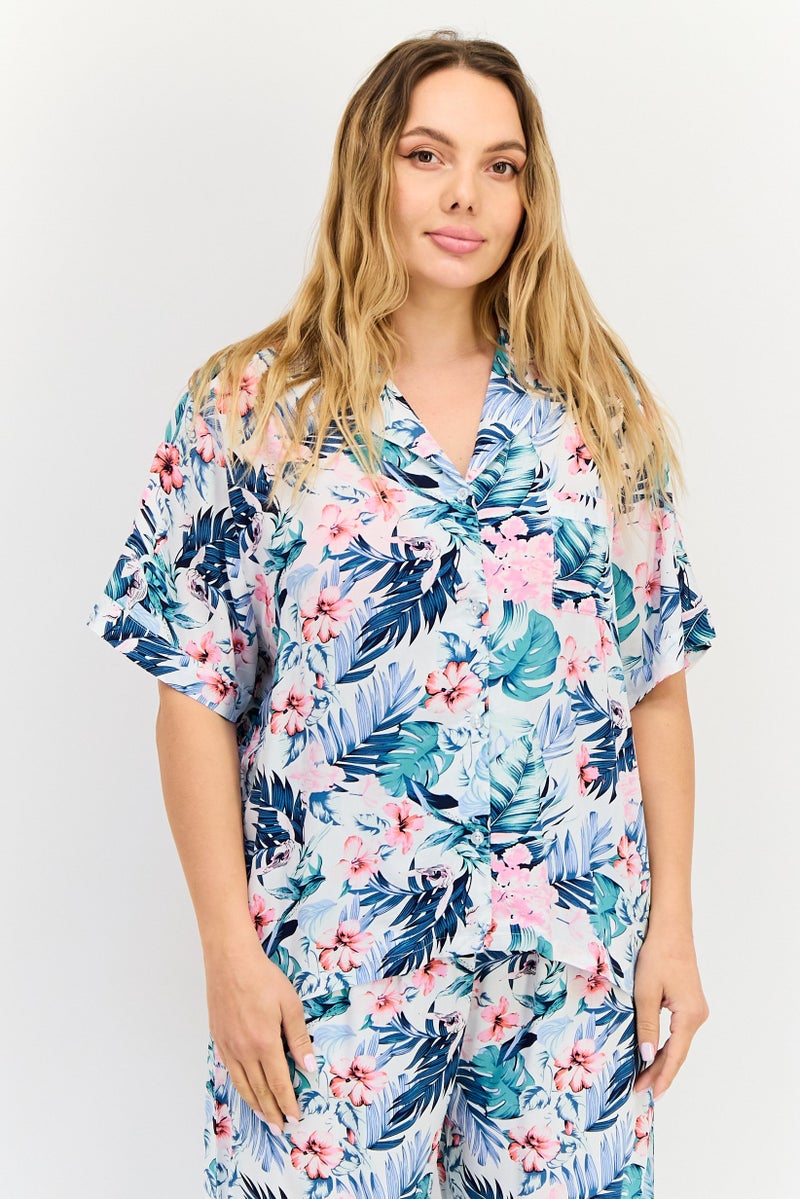 Marilyn Monroe Women 2 Pcs Floral Print Top And Bottom Pyjama Set, Multicolor - Image 2